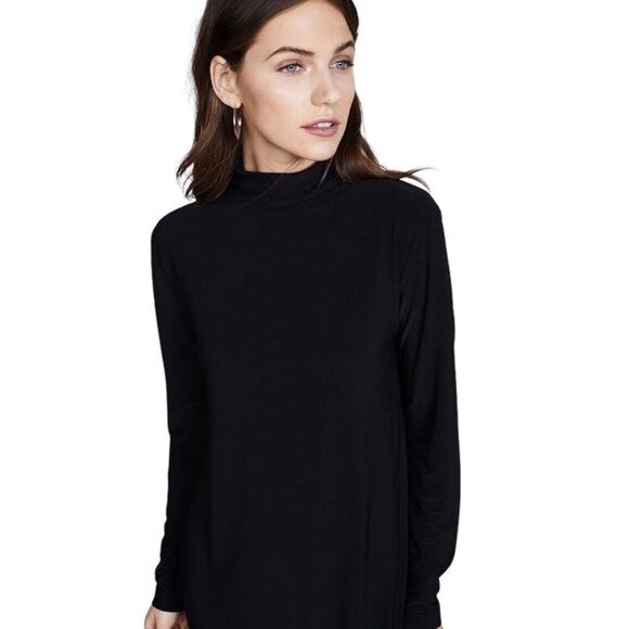 Norma Kamali Black Long Sleeves Midi Swing Dress XL Turtleneck Zip Neck Modest - Picture 5 of 16